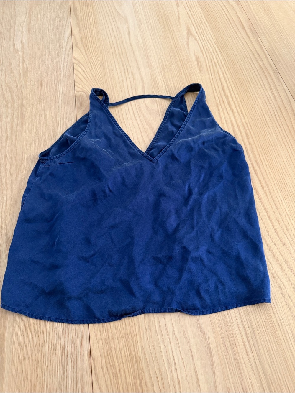 Lunya size S 100% silk blue top